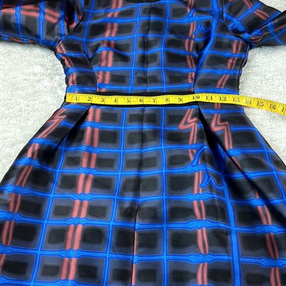 Unbranded long sleeved fit and flare electric check dress, size 2 - Picture 6 of 10